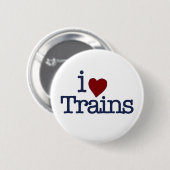 Badge Rond 5 Cm J'aime des trains (Devant & derrière)