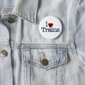 Badge Rond 5 Cm J'aime des trains (En situation)
