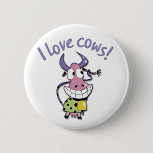 Badge Rond 5 Cm J'aime des vaches !