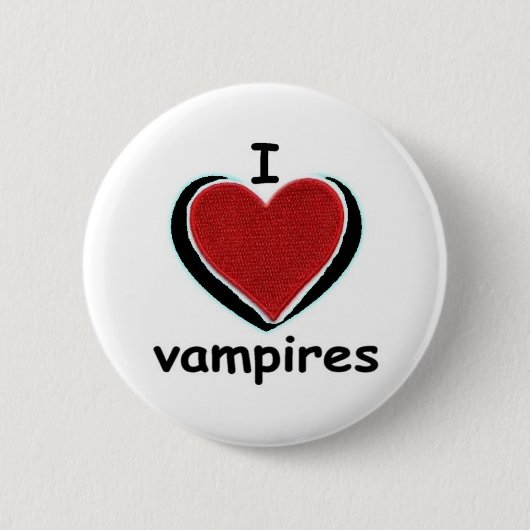 BADGE ROND 5 CM J'AIME DES VAMPIRES (Devant)