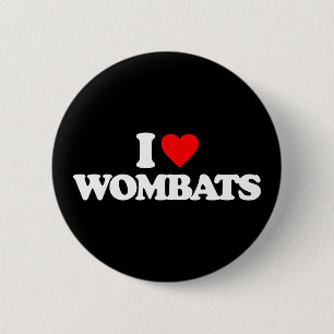 BADGE ROND 5 CM J'AIME DES WOMBATS