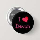 Badge Rond 5 Cm J'Aime Devon (Devant & derrière)