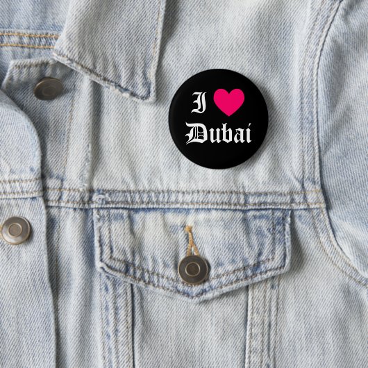 Badge Rond 5 Cm J'aime Dubaï (En situation)