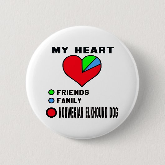 Badge Rond 5 Cm J'aime Elkhound. norvégien (Devant)