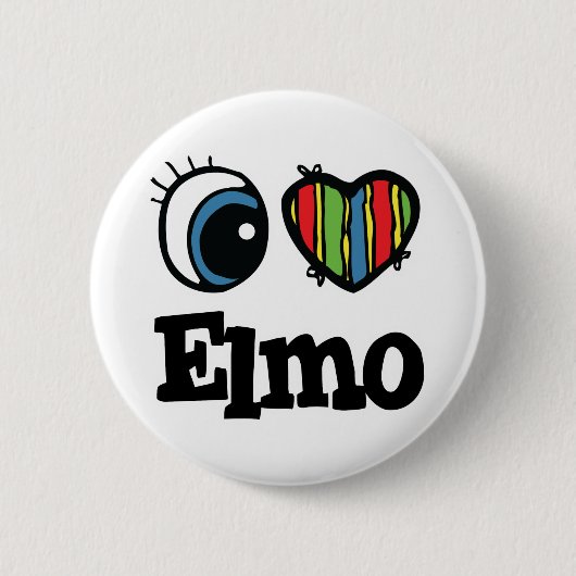 Badge Rond 5 Cm J'aime Elmo (Devant)