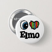Badge Rond 5 Cm J'aime Elmo (Devant & derrière)