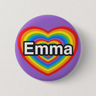 Badge Rond 5 Cm J'aime Emma. Je t'aime Emma. Cœur