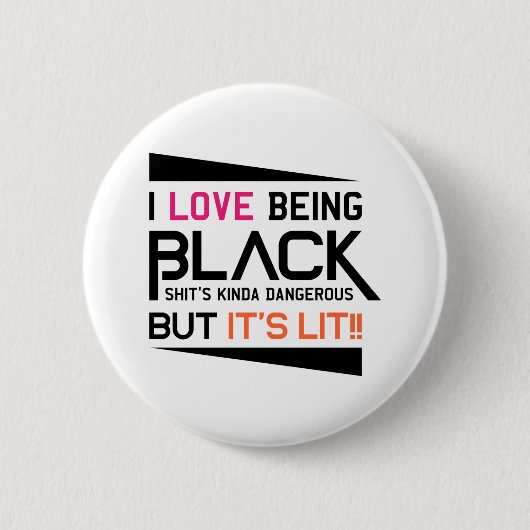 Badge Rond 5 Cm J'aime être noir x pirate (Devant)