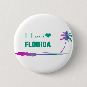 Badge Rond 5 Cm J'Aime Florida Colorful Green