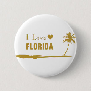 Badge Rond 5 Cm J'aime Florida Gold