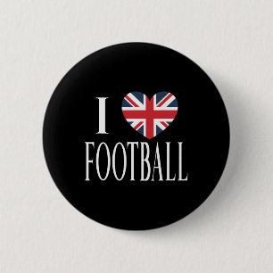 Badge Rond 5 Cm J'aime Footbyll Grande-Bretagne Drapeau Cœur Footb
