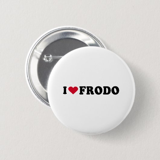 BADGE ROND 5 CM J'AIME FRODO (Devant & derrière)