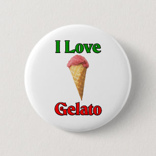 Badge Rond 5 Cm J'aime Gelato (la crème glacée italienne)