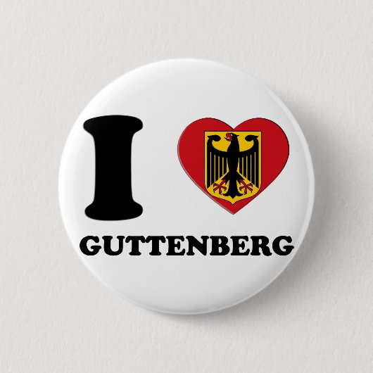 BADGE ROND 5 CM J'AIME GUTTENBERG (Devant)