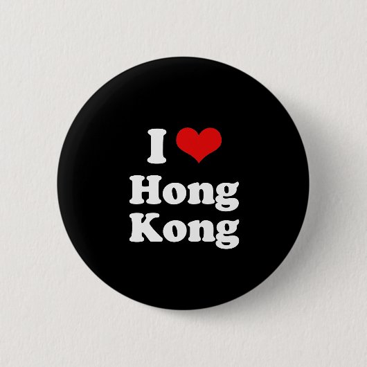 BADGE ROND 5 CM J'AIME HONG KONG (Devant)