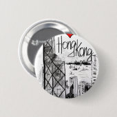 Badge Rond 5 Cm J'aime Hong Kong (Devant & derrière)