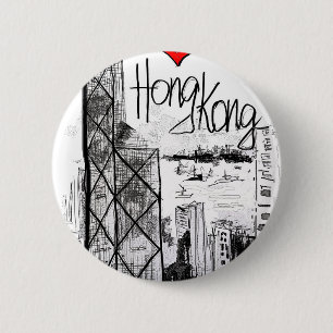 Badge Rond 5 Cm J'aime Hong Kong