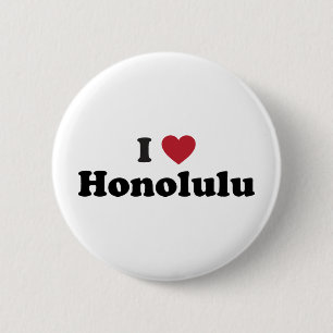 Badge Rond 5 Cm J'aime Honolulu Hawaï