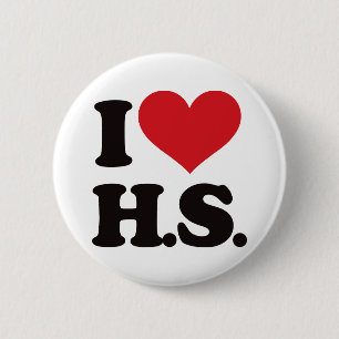 Badge Rond 5 Cm J'aime HS (lycée) !