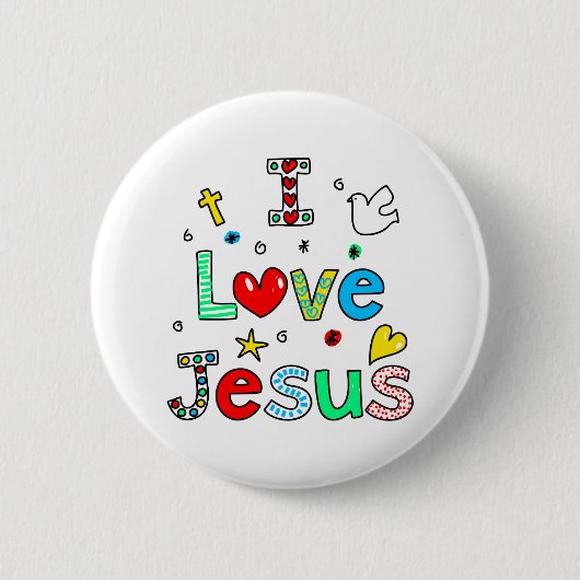 Badge Rond 5 Cm J'aime Jésus (Devant)