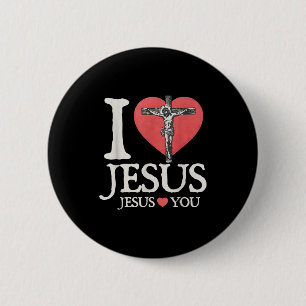 Badge Rond 5 Cm J'aime Jésus chrétien Jésus t'aime verset biblique