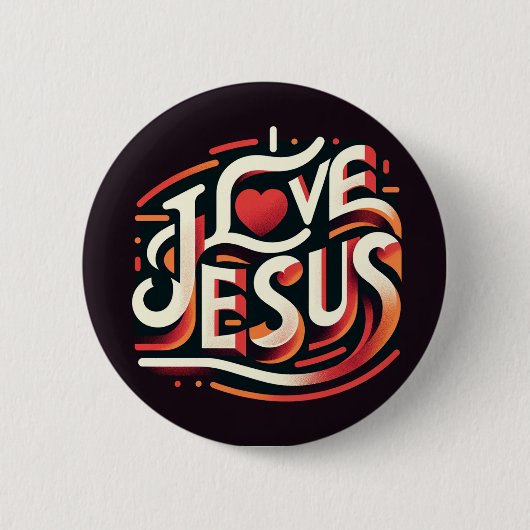 Badge Rond 5 Cm J'aime Jésus chrétien religieux (Devant)