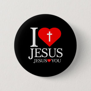 Badge Rond 5 Cm J'aime Jésus Croix Chrétienne Dieu Foi Bible Relig