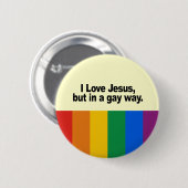 Badge Rond 5 Cm J'aime Jésus d'une manière gaie (Devant & derrière)