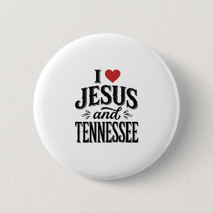 Badge Rond 5 Cm J'aime Jésus et Tennessee Vintage Design Chrétien