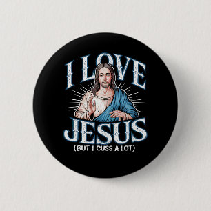 Badge Rond 5 Cm J'Aime Jésus (Mais J'Aime Beaucoup !)
