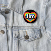 Badge Rond 5 Cm J'aime JIM. Je t'aime JIM. Coeur (En situation)