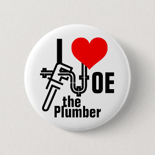 Badge Rond 5 Cm J'aime Joe le plombier
