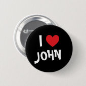 Badge Rond 5 Cm J'aime John (Devant & derrière)