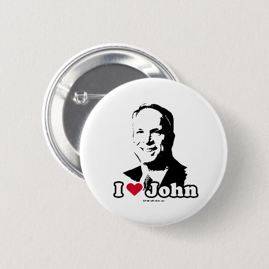 BADGE ROND 5 CM J'AIME JOHN MCCAIN (Devant & derrière)