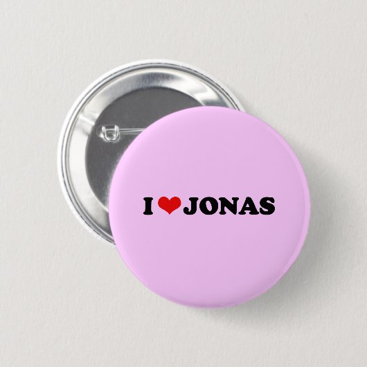BADGE ROND 5 CM J'AIME JONAS (Devant & derrière)
