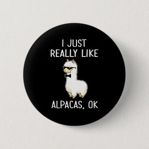 Badge Rond 5 Cm J'aime Juste Vraiment Les Alpagas, Ok_ Lama Alpaga