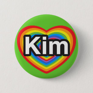 Badge Rond 5 Cm J'aime Kim. Je t'aime Kim. Cœur