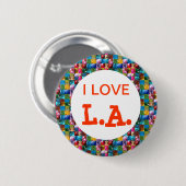 BADGE ROND 5 CM J'AIME LA CALIFORNIE (Devant & derrière)