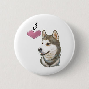 Badge Rond 5 Cm J'aime la conception d'art de chien de chien de