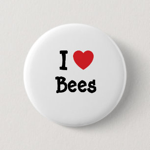 Badge Rond 5 Cm J'aime la coutume du coeur des abeilles