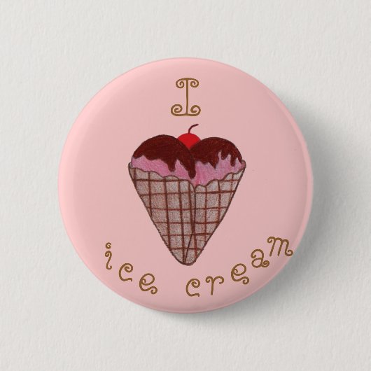 Badge Rond 5 Cm J'aime la crème glacée (Devant)
