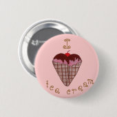 Badge Rond 5 Cm J'aime la crème glacée (Devant & derrière)