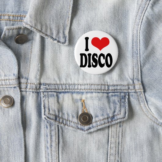 Badge Rond 5 Cm J'aime la disco (En situation)