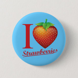 Badge Rond 5 Cm J'aime la fraise