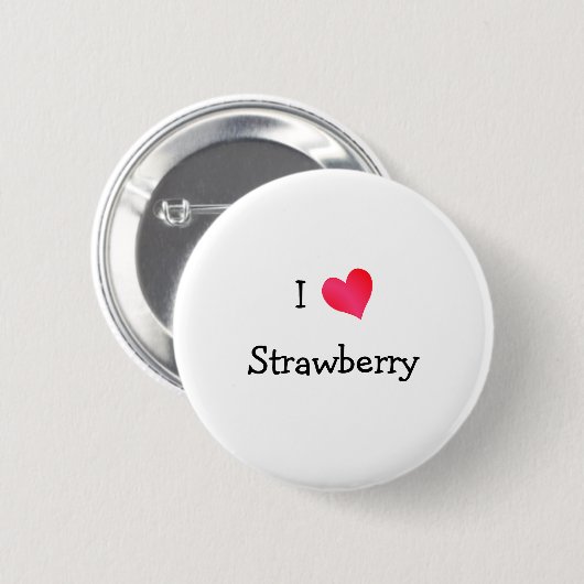 Badge Rond 5 Cm J'aime la fraise (Devant & derrière)