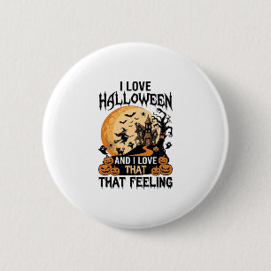 Badge Rond 5 Cm J'aime la maison hantée Halloween Sorcière de lune