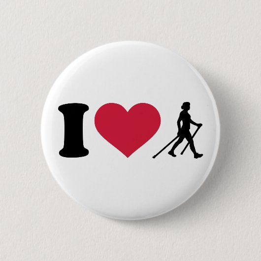 Badge Rond 5 Cm J'aime la marche nordique (Devant)
