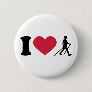 Badge Rond 5 Cm J'aime la marche nordique