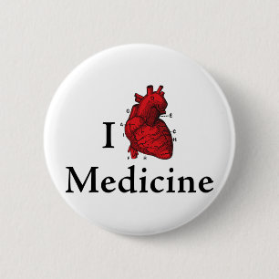 Badge Rond 5 Cm J'aime la médecine