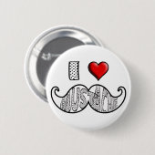 Badge Rond 5 Cm J'aime la moustache (Devant & derrière)